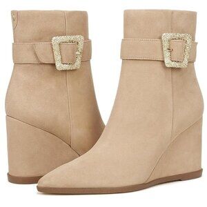 NEW Sam Edelman Weslie Beige Tan Leather Wedge Ankle Bootie i1016